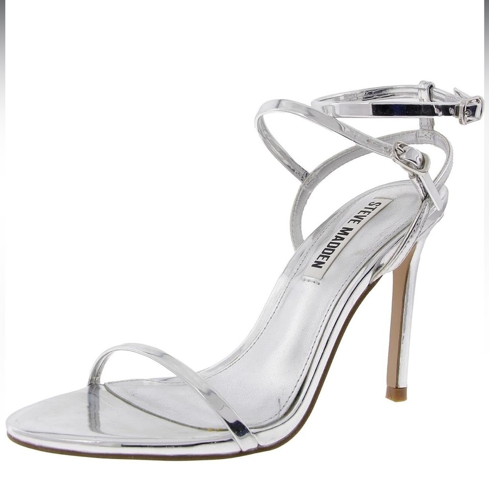 EUC Steve Madden Silver Theresa Stiletto Heel Sold Out Customer Return Sz 8.5